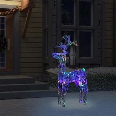 vidaXL Reindeer Christmas Decoration 90 LEDs 23.6"x6.3"x39.4" Acrylic Xmas decoration Image 1