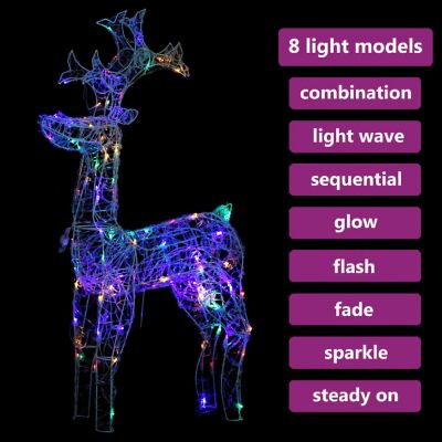 vidaXL Reindeer Christmas Decoration 90 LEDs 23.6"x6.3"x39.4" Acrylic Xmas decoration Image 3