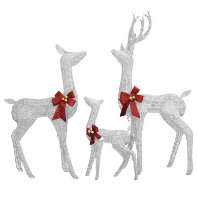 vidaXL Reindeer Family Christmas Decoration White and Silver 201 LEDs Image 1