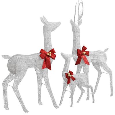 vidaXL Reindeer Family Christmas Decoration White and Silver 201 LEDs Image 2