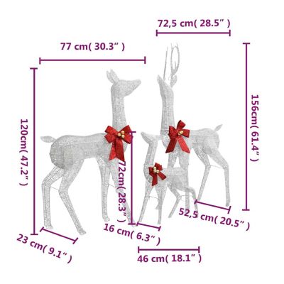 vidaXL Reindeer Family Christmas Decoration White and Silver 201 LEDs Image 3