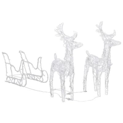 vidaXL Reindeers & Sleigh Christmas Decoration 160 LEDs 51.2" Acrylic reindeers and sleighs Image 1
