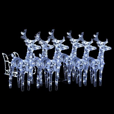 vidaXL Reindeers & Sleigh Christmas Decoration 320 LEDs Acrylic Image 1