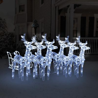 vidaXL Reindeers & Sleigh Christmas Decoration 320 LEDs Acrylic Image 1