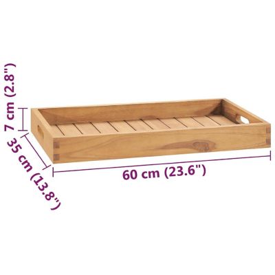 vidaXL Serving Tray 23.6"x13.8" Solid Wood Teak Image 3