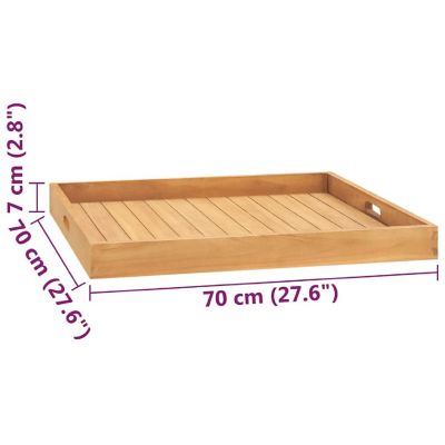 vidaXL Serving Tray 27.6"x27.6" Solid Wood Teak Image 3