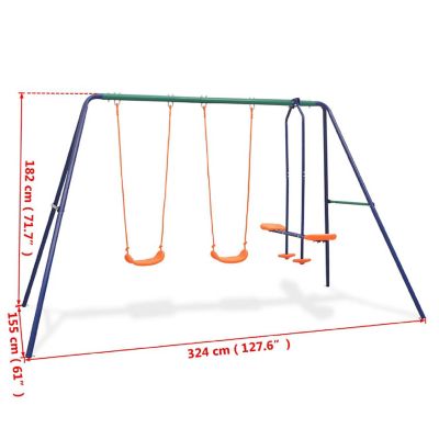 vidaXL Swing Set with 4 Seats Orange Image 3