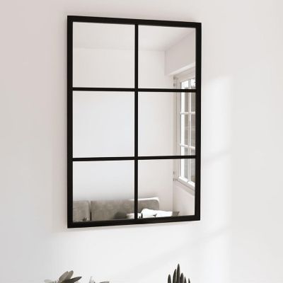 vidaXL Wall Mirror Black 23.6"x15.7" Metal Image 1