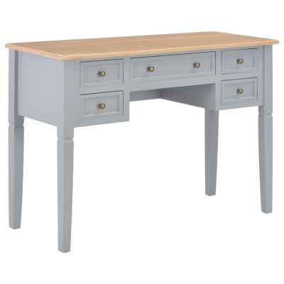 vidaXL Writing Desk Gray 43.1"x17.7"x30.5" Wood Image 1