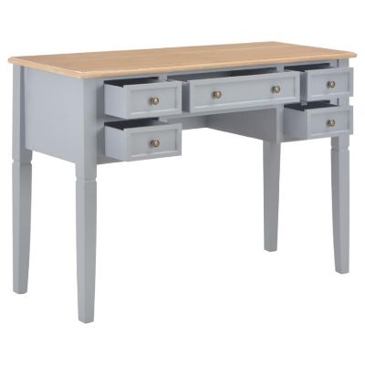 vidaXL Writing Desk Gray 43.1"x17.7"x30.5" Wood Image 2
