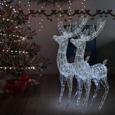 vidaXL XXL Acrylic Christmas Reindeers 250 LED 2 pcs 70.9" Cold white Image 1