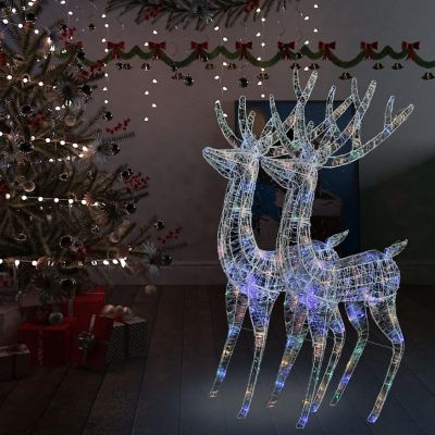 vidaXL XXL Acrylic Christmas Reindeers 250 LED 2 pcs 70.9" Multicolor Image 1