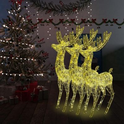 vidaXL XXL Acrylic Christmas Reindeers 250 LED 3 pcs 70.9" Warm White Image 1