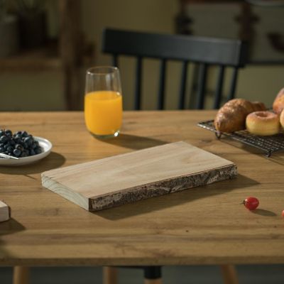 Vintiquewise 12" Rustic Natural Tree Log Wooden Rectangular Shape Serving Tray Cutting Board Image 1