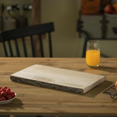 Vintiquewise 16" Rustic Natural Tree Log Wooden Rectangular Shape Serving Tray Cutting Board Image 1