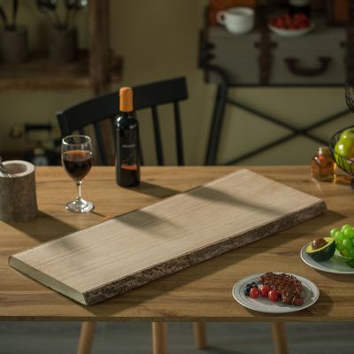 Vintiquewise 28"" Rustic Natural Tree Log Wooden Rectangular Shape Serving Tray Cutting Board Image 2