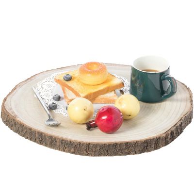 Vintiquewise Barky Natural Wood Slabs Rustic Ornament Slice Tray Table Charger - Approximately 16 Inch Dia Image 1