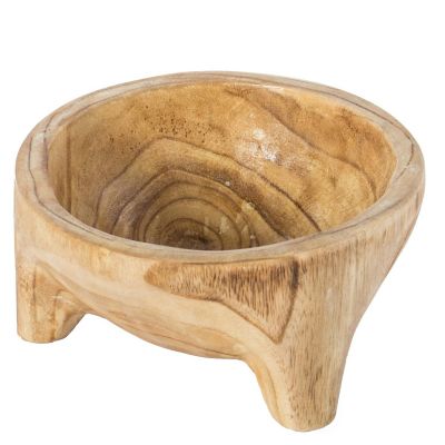 Vintiquewise Burned Wood Carved Small Serving Fruit Bowl Bread Basket Image 2