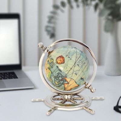 Vintiquewise Educational Decorative World Globe on Sailor Wheel for Office, Home, and School Image 1