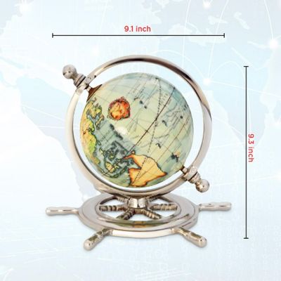 Vintiquewise Educational Decorative World Globe on Sailor Wheel for Office, Home, and School Image 2
