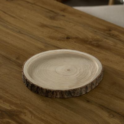 Vintiquewise Natural Wooden Bark Round Slice 12-inch Tray, Rustic Table Charger Centerpiece Image 2
