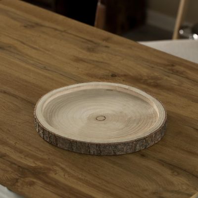 Vintiquewise Natural Wooden Bark Round Slice 14 inch Tray, Rustic Table Charger Centerpiece Image 2