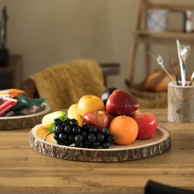 Vintiquewise Natural Wooden Bark Round Slice 16 inch Tray, Rustic Table Charger Centerpiece Image 1