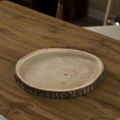 Vintiquewise Natural Wooden Bark Round Slice 16 inch Tray, Rustic Table Charger Centerpiece Image 2