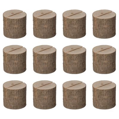 Vintiquewise Natural Wooden Rustic Table Wood Place Card Holder, Set of twelve Pieces Image 1