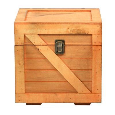 Vintiquewise Stackable Wooden Cargo Crate Style Storage Chest, Light Brown Image 2