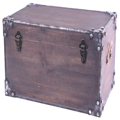 Vintiquewise Vintage Industrial Style Trunk with Lockable Latch Image 1