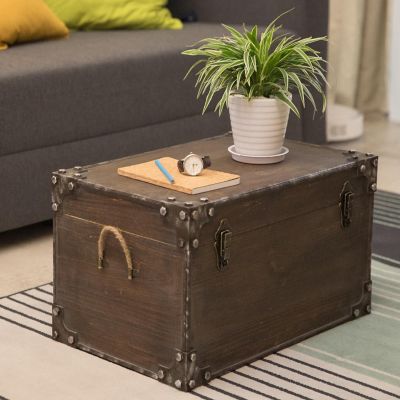 Vintiquewise Vintage Industrial Style Trunk with Lockable Latch Image 2