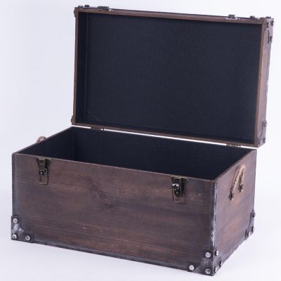 Vintiquewise Vintage Industrial Style Trunk with Lockable Latch Image 3