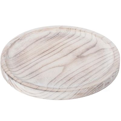 Vintiquewise Vintage Raw Wood Charger Round Display Tray Image 2