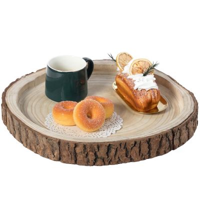 Vintiquewise Wood Tree Bark Indented Display Tray Serving Plate Platter Charger - 16 Inch Dia Image 1