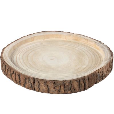 Vintiquewise Wood Tree Bark Indented Display Tray Serving Plate Platter Charger - 16 Inch Dia Image 2