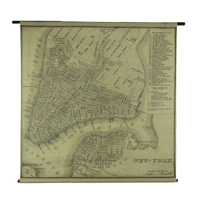 VIP Home and Garden Vintage New York Map Canvas Print Wall Hanging Image 1