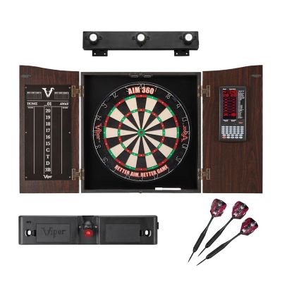 Viper Vault Deluxe Dartboard Cabinet with Built-In Pro Score, AIM 360 Dartboard, Laser Throw Line, and Shadow Buster Light Image 1