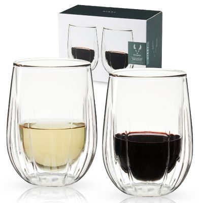 Viski Double Walled Wine Glasses 13 oz, Clear, Set of 2 Image 1