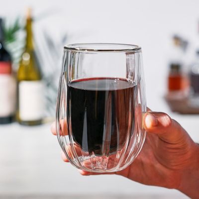 Viski Double Walled Wine Glasses 13 oz, Clear, Set of 2 Image 1