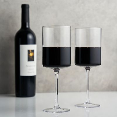 Viski Laurel Wine Glasses, Crystal Stemmed Tumblers, Clear, 18 Oz - Set of 2 Image 1
