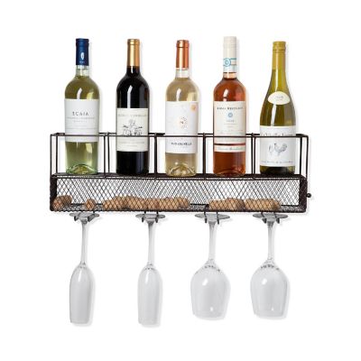 Wall Mounted Wire Wine Shelf and Cork Cage Image 1