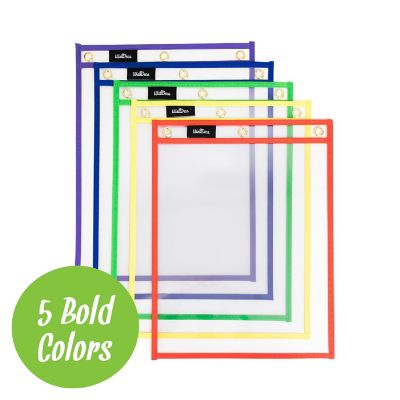 WallDeca Dry Erase Pocket Sleeves Assorted Colors (10-Pack), 8.5" x 11" Image 1