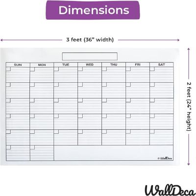 WallDeca Jumbo Large Dry Erase Wall Monthly Calendar Planner Whiteboard (24 x 36 Inch) Image 2