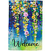 Watercolor Floral "Welcome" Outdoor Garden Flag 18" x 12.5" Image 1