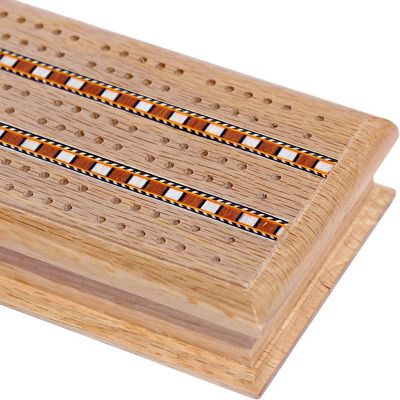 WE Games 3 Track Sprint Cabinet Cribbage Set with Metal Pegs & 2 Card Decks Image 1