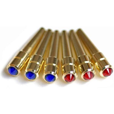 WE Games Brass Cribbage Pegs with Swarovski Austrian Crystals & Velvet Pouch - Set of 6 (3 Red, 3 Blue) Image 1