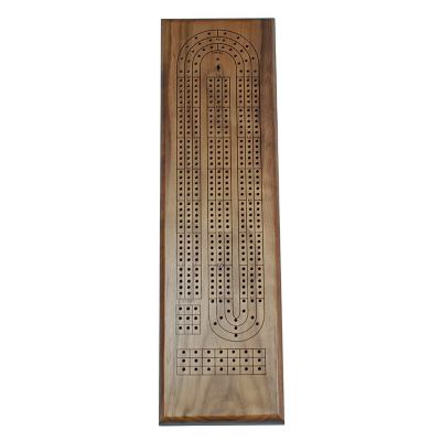 WE Games Classic Cribbage Set - Solid Wood Continuous 3 Track Board with Metal Pegs Image 1