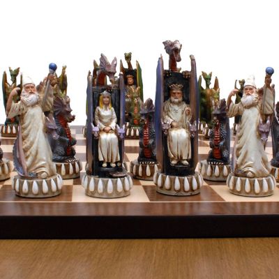 WE Games Hand Painted Dragon Themed Chess Pieces with 4.7 in. King. Image 1