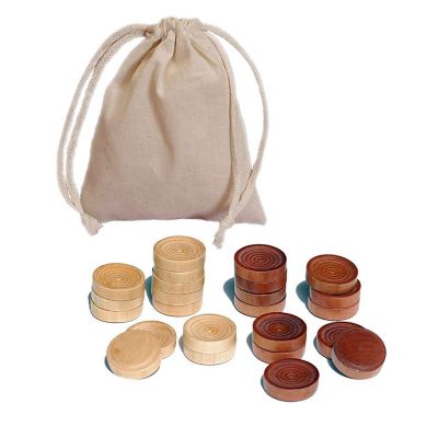 WE Games Wood Backgammon Pieces with Cloth Pouch Image 1